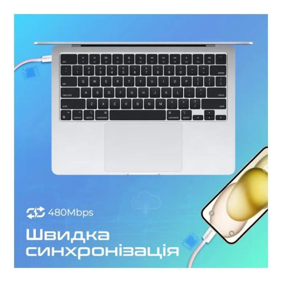 Дата кабель USB-C to USB-C ecoline-cc200.pink Promate (ecoline-cc200.pink) 98_98.jpg - фото 3