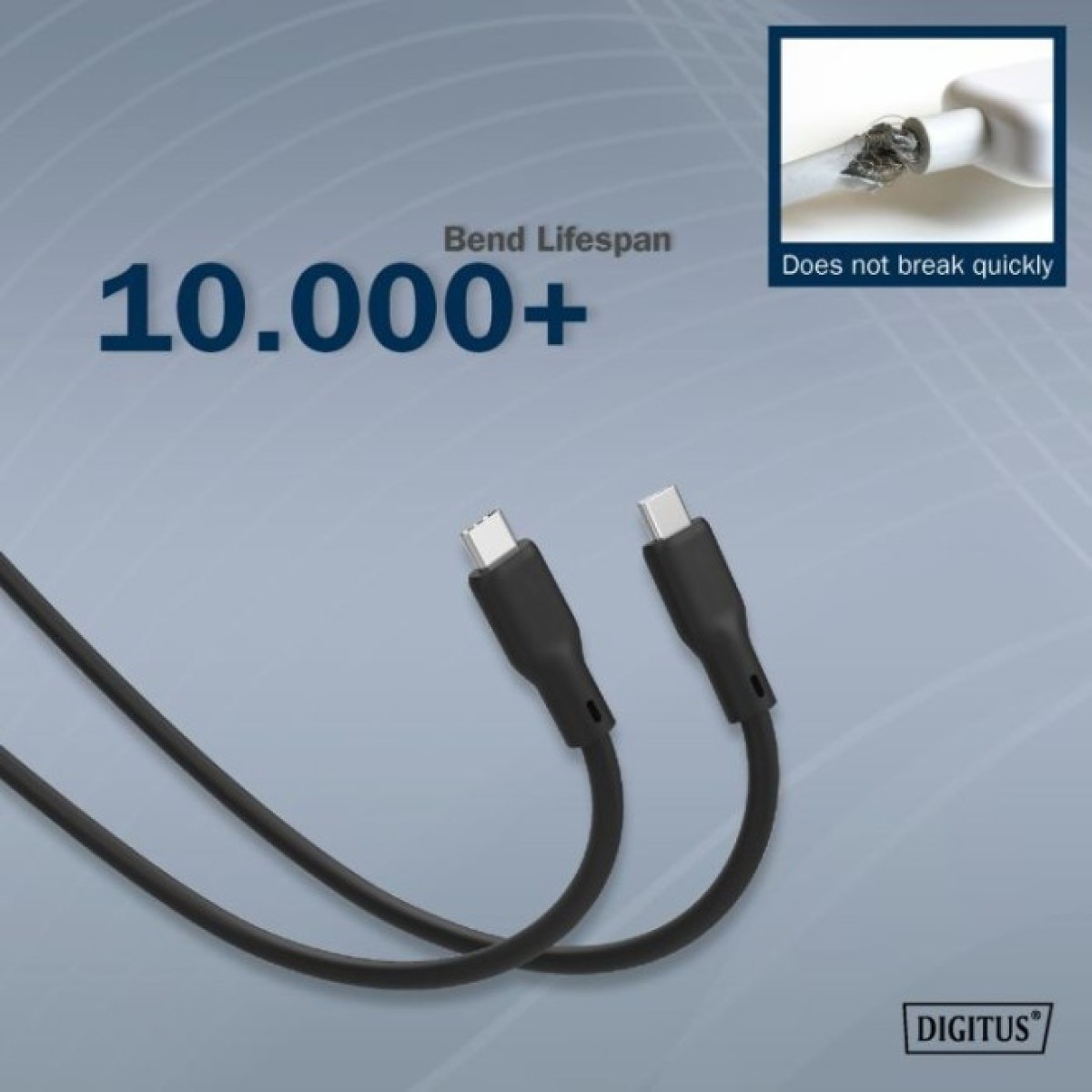 Дата кабель USB-C to USB-C 1.0m USB 3.2 Gen2 10G 100W 4K silicone black Digitus (AK-300342-010-S) 98_98.jpg - фото 3