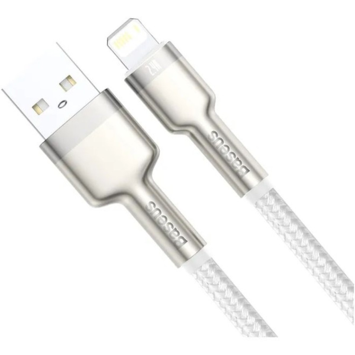 Дата кабель USB 2.0 AM to Lightning 1.0m Cafule Series Metal 2.4A White Baseus (CALJK-A02) 98_98.jpg - фото 3
