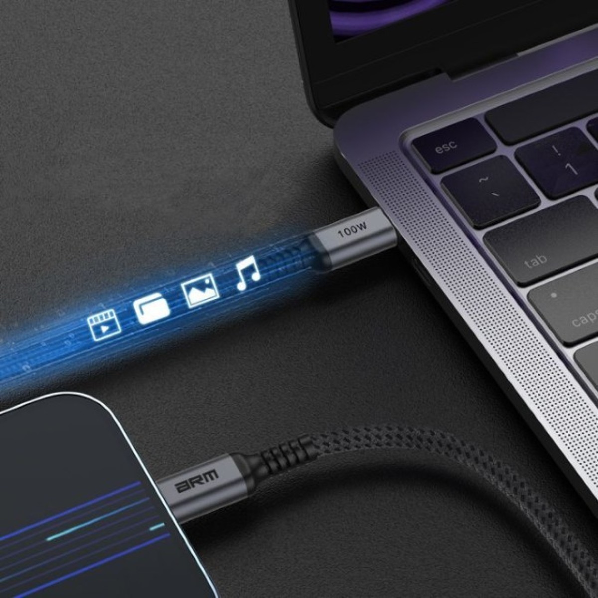 Дата кабель USB-C to USB-C 1.0m PD 100W black-grey Armorstandart (ARM69370) 98_98.jpg - фото 2