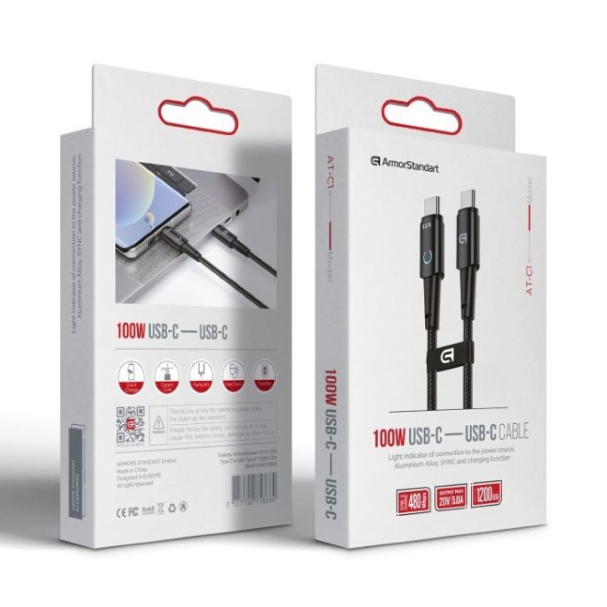 Дата кабель USB-C to USB-C 1.2m Magnetic 100W black Armorstandart (ARM75868) 98_98.jpg - фото 2
