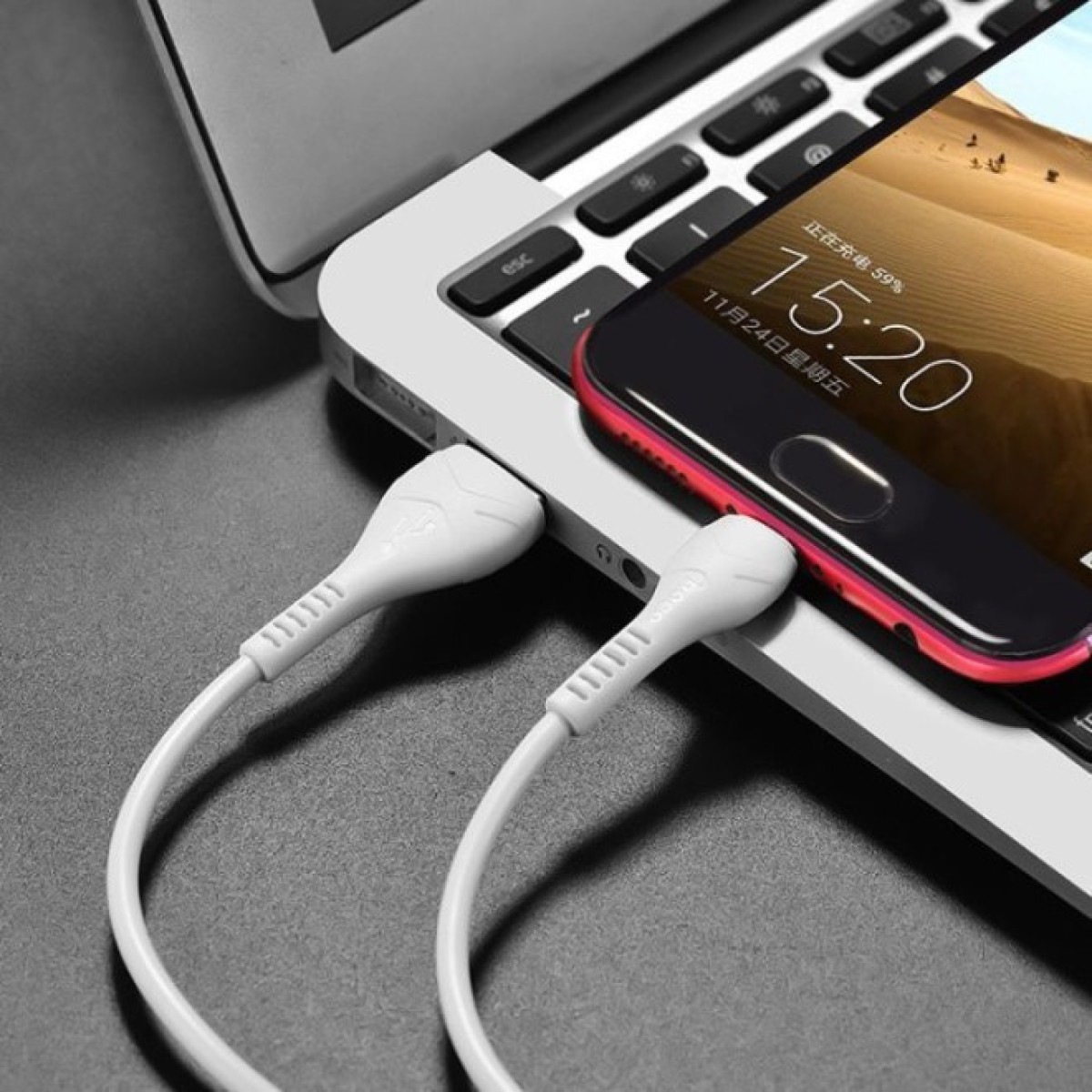 Дата кабель USB 2.0 AM to Micro 5P 1.0m 2.4A PVC X37 white HOCO (6931474710505) 98_98.jpg - фото 2