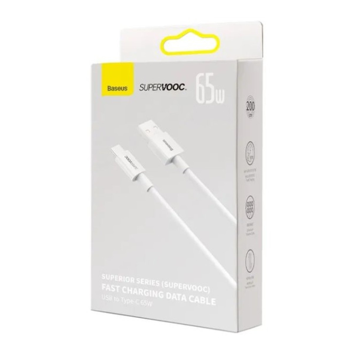 Дата кабель USB 2.0 AM to USB-C 2.0m Superior Fast Charging 60W white Baseus (CAYS001002) 98_98.jpg - фото 6