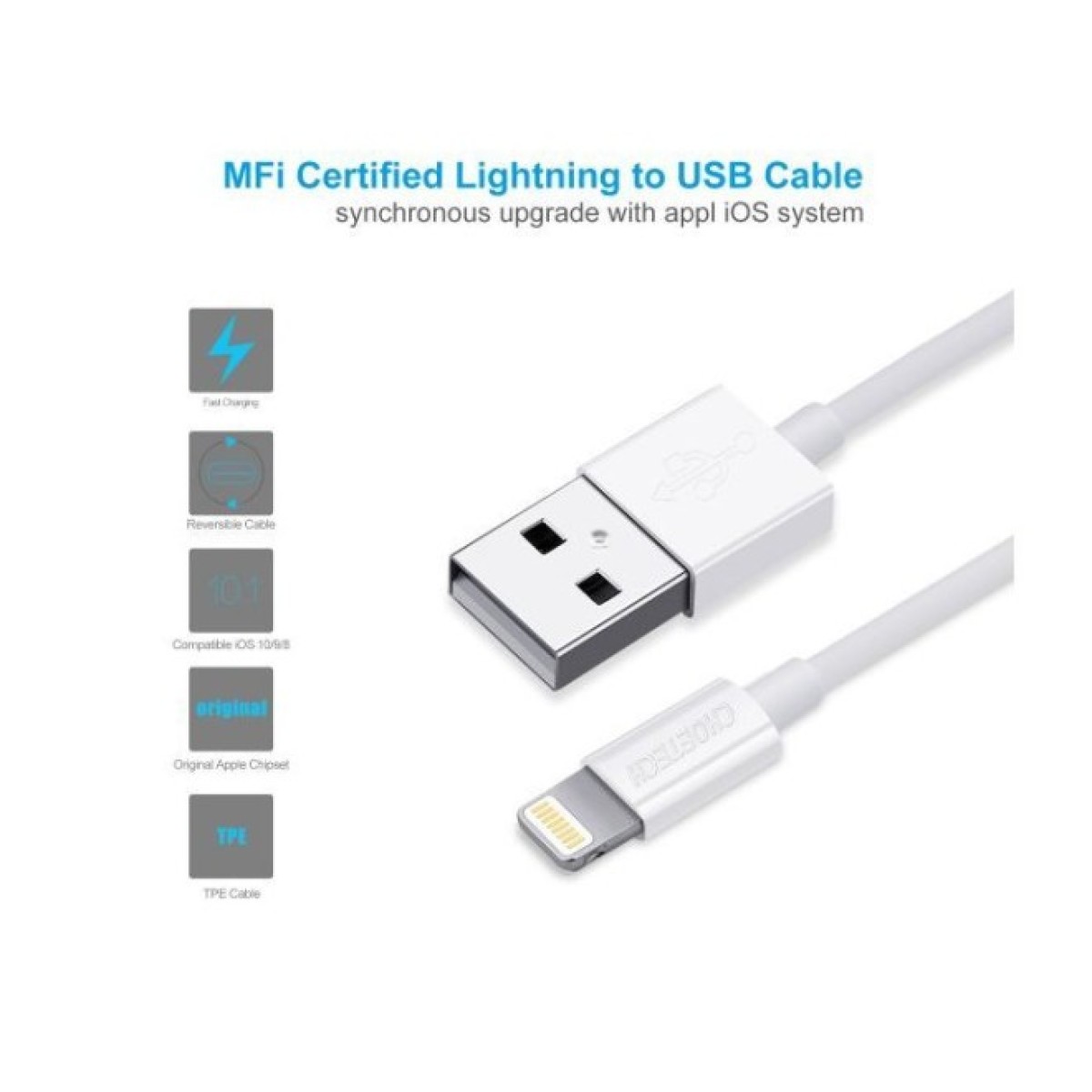 Дата кабель USB 2.0 AM to Lightning 1.8m 2.1A MFI White Choetech (IP0027-WH) 98_98.jpg - фото 4