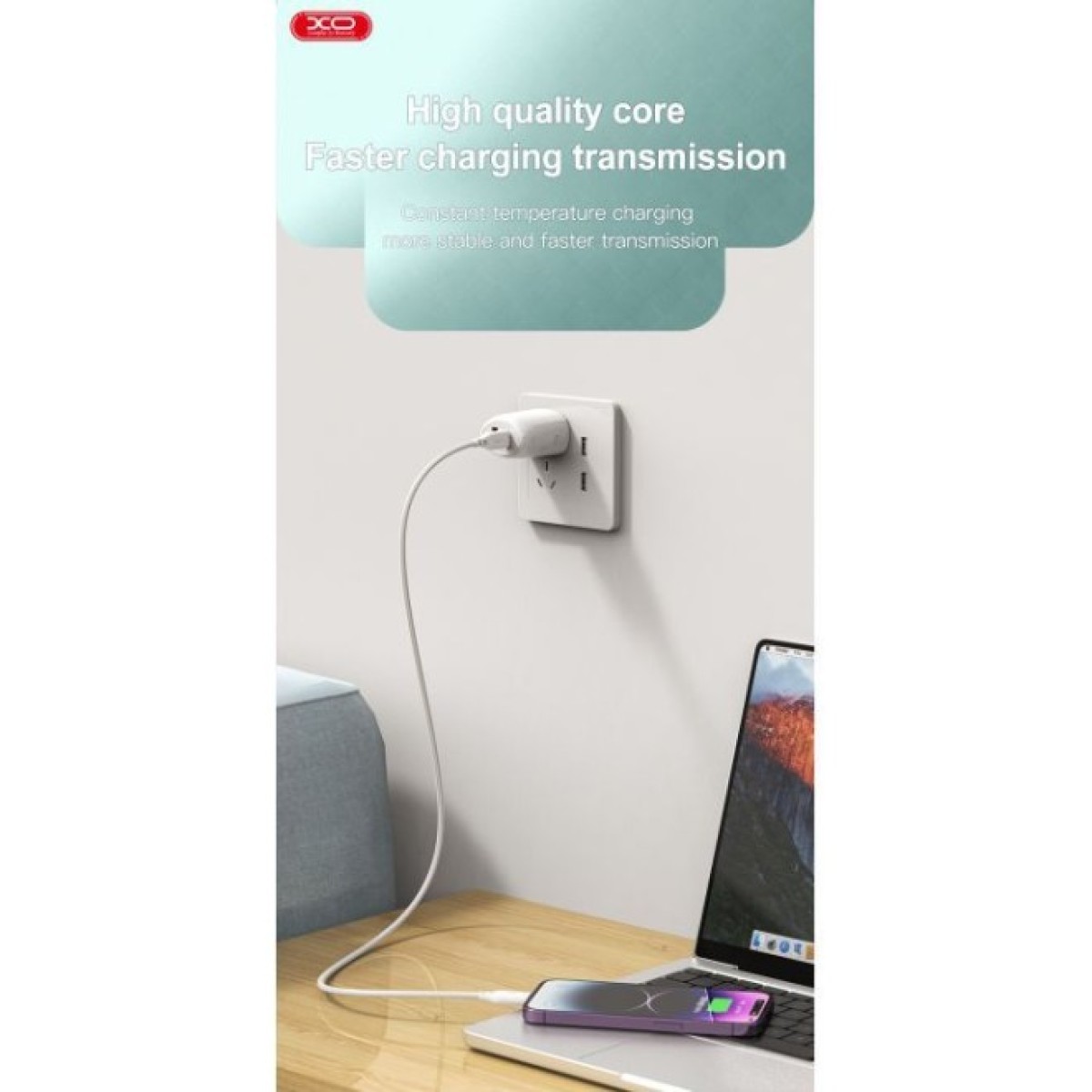 Дата кабель USB-C to USB-C 1.0m 60W braided XO (NBQ236B_White) 98_98.jpg - фото 2