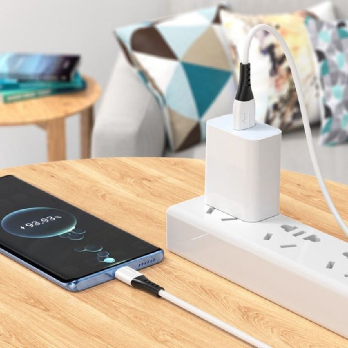 Дата кабель USB 2.0 AM to USB-C 1.0m 3A silicone X82 white HOCO (6931474768582) 98_98.jpg - фото 2