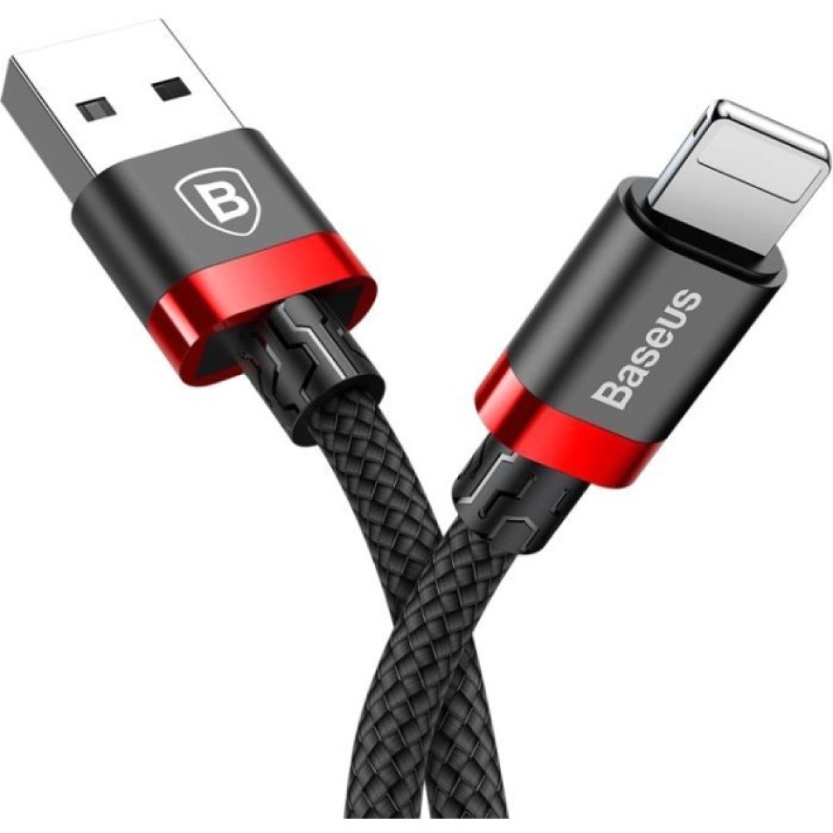 Дата кабель USB 2.0 AM to Lightning 0.5m Cafule 2.4A red+black Baseus (CALKLF-A19) 98_98.jpg - фото 2