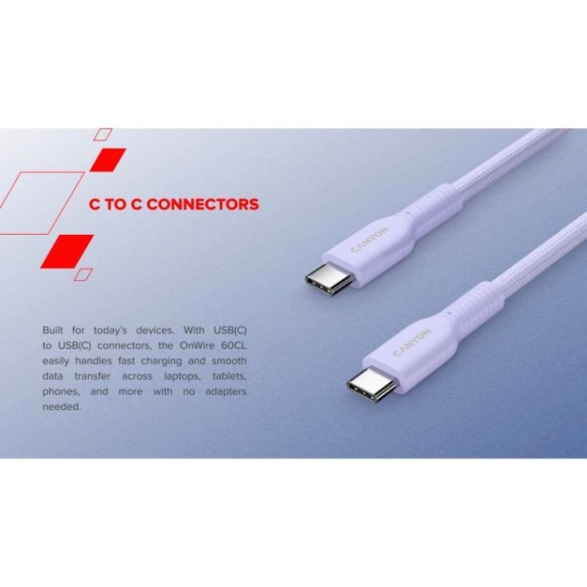 Дата кабель USB-C to USB-C 1.0m OnWire 60CL C-C 60W COLOR Braided 1m Light Blue Canyon (CND-CCAP60AB10LBL) 98_98.jpg - фото 4