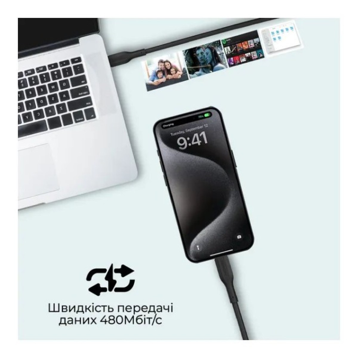 Дата кабель USB-C to USB-C cablekit-cc.black Promate (cablekit-cc.black) 98_98.jpg - фото 3