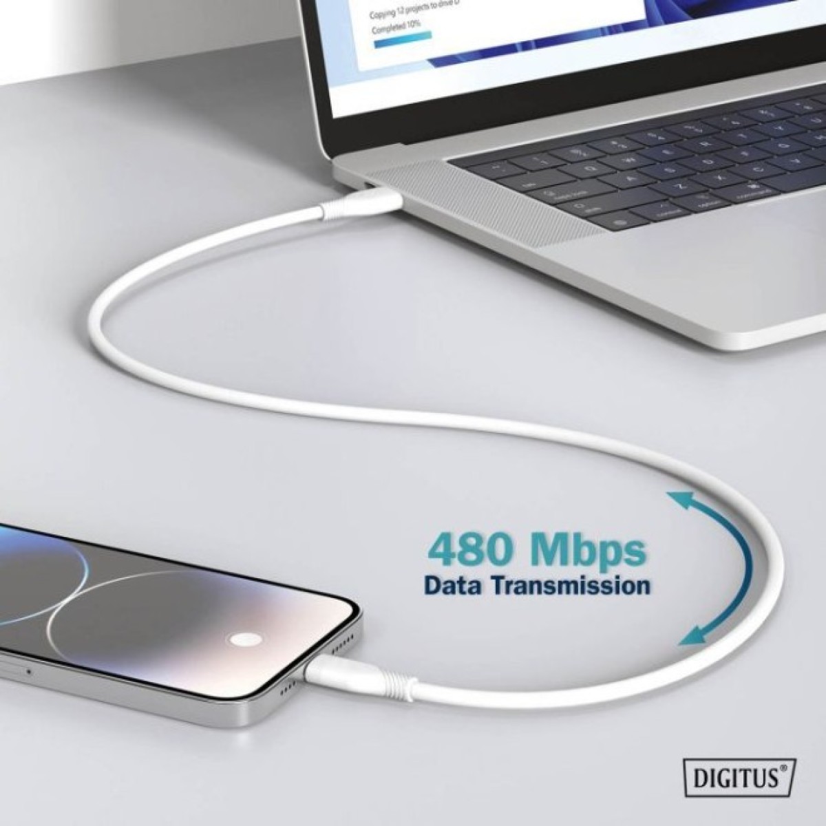 Дата кабель USB-C to USB-C 2.0m USB 2.0 60W silicone white Digitus (AK-300341-020-W) 98_98.jpg - фото 3