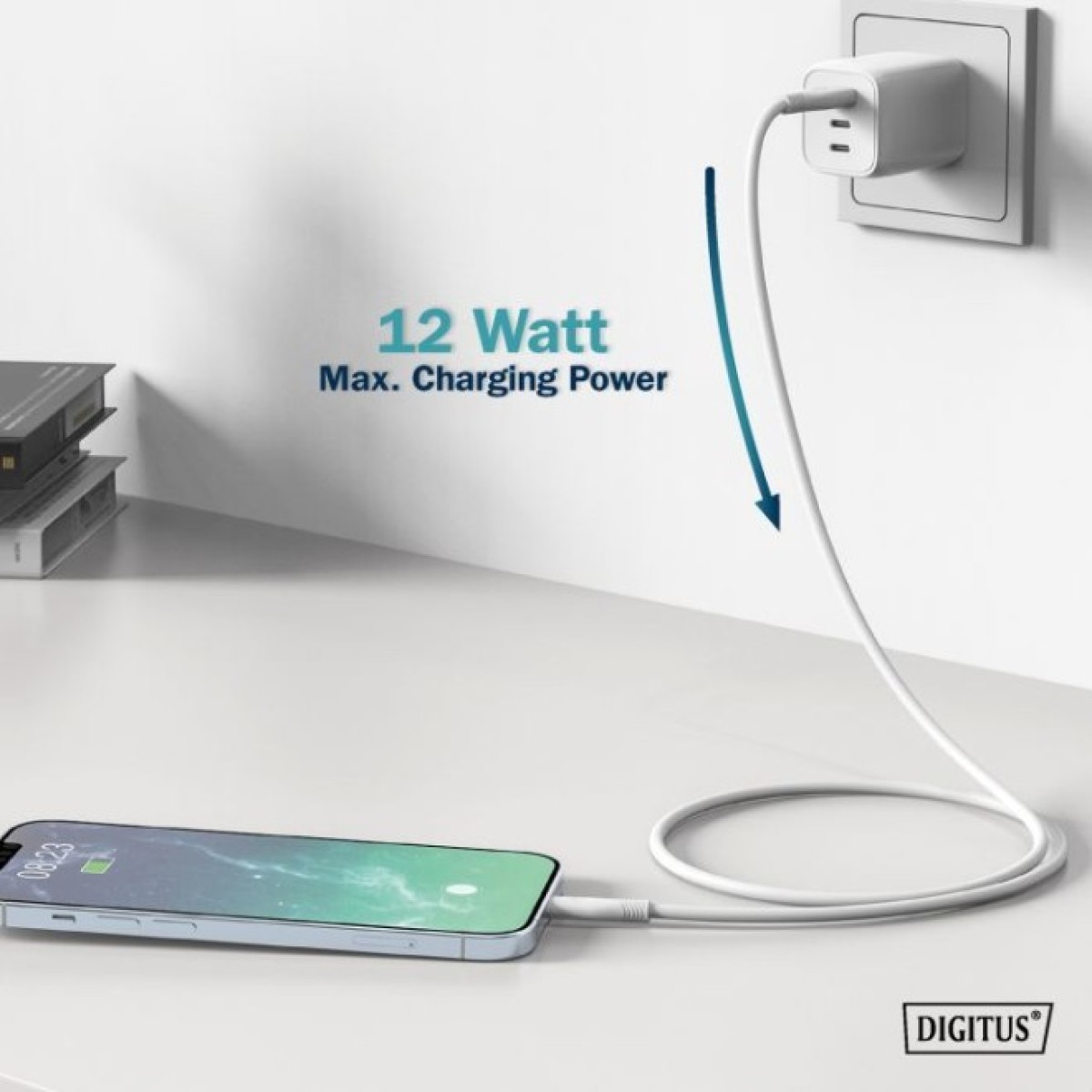 Дата кабель USB 2.0 AM to Lightning 1.0m 12W white Digitus (AK-600108-010-W) 98_98.jpg - фото 4