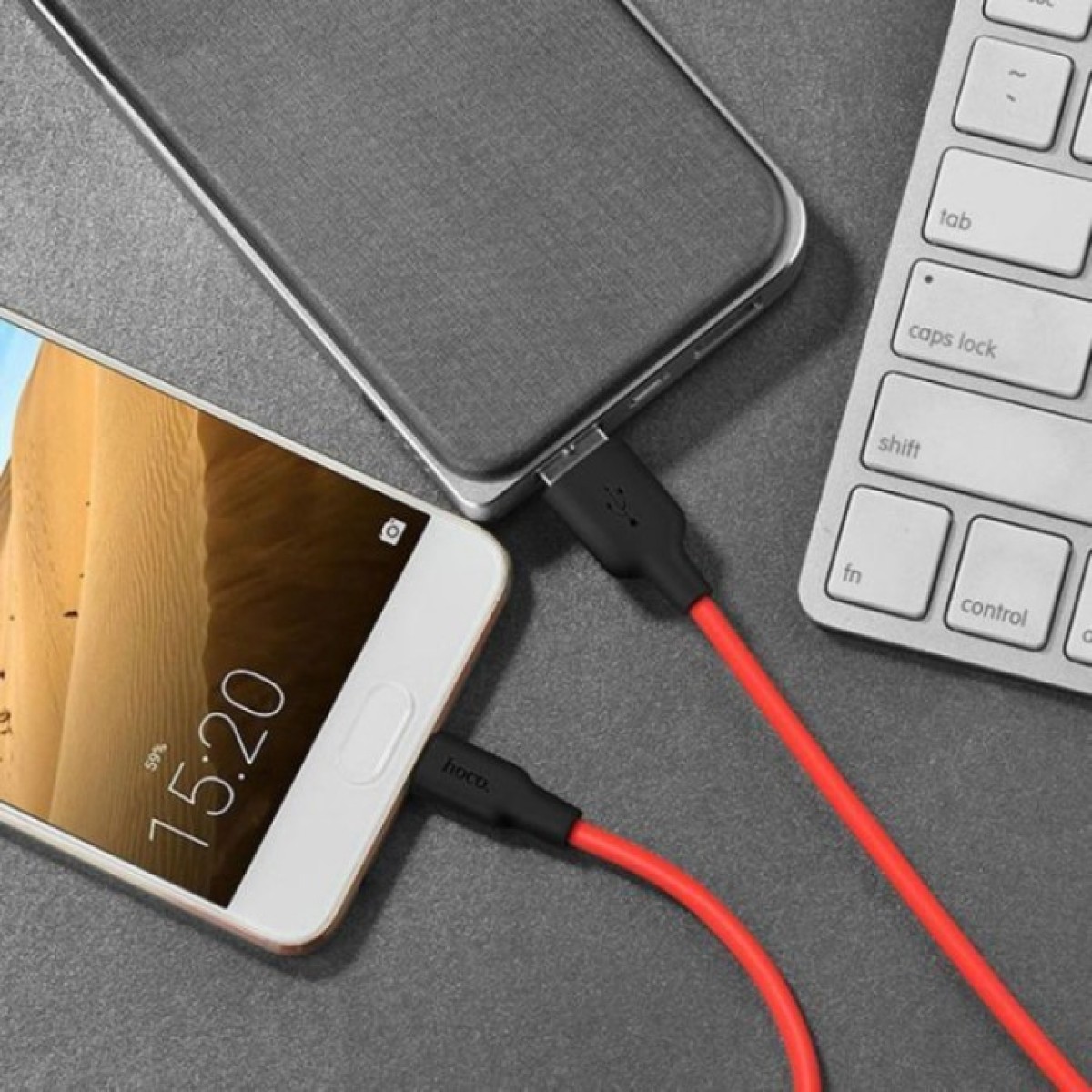 Дата кабель USB 2.0 AM to USB-C 1.0m 2A silicone X21 black+red HOCO (6957531071419) 98_98.jpg - фото 2