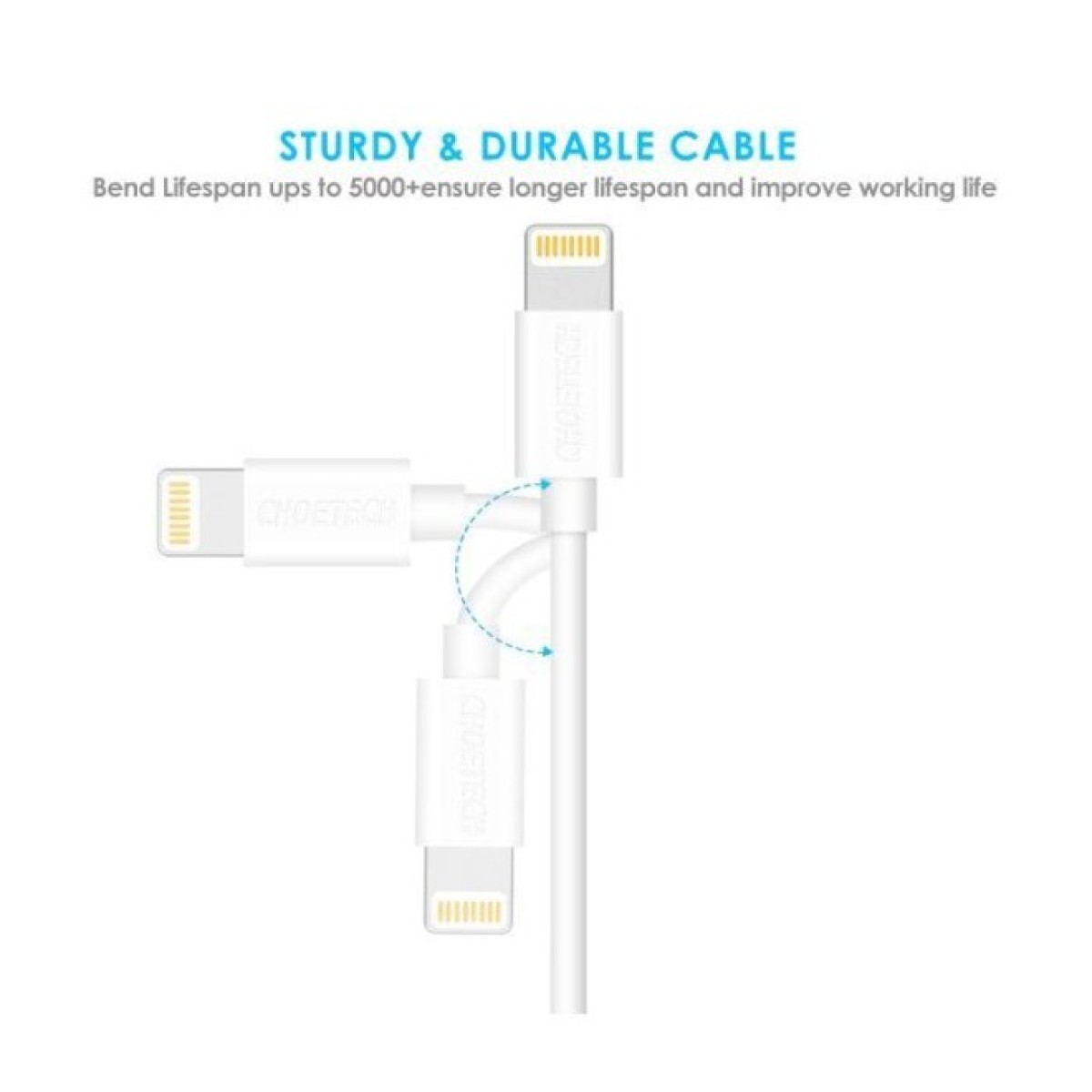Дата кабель USB 2.0 AM to Lightning 1.8m 2.1A MFI White Choetech (IP0027-WH) 98_98.jpg - фото 6
