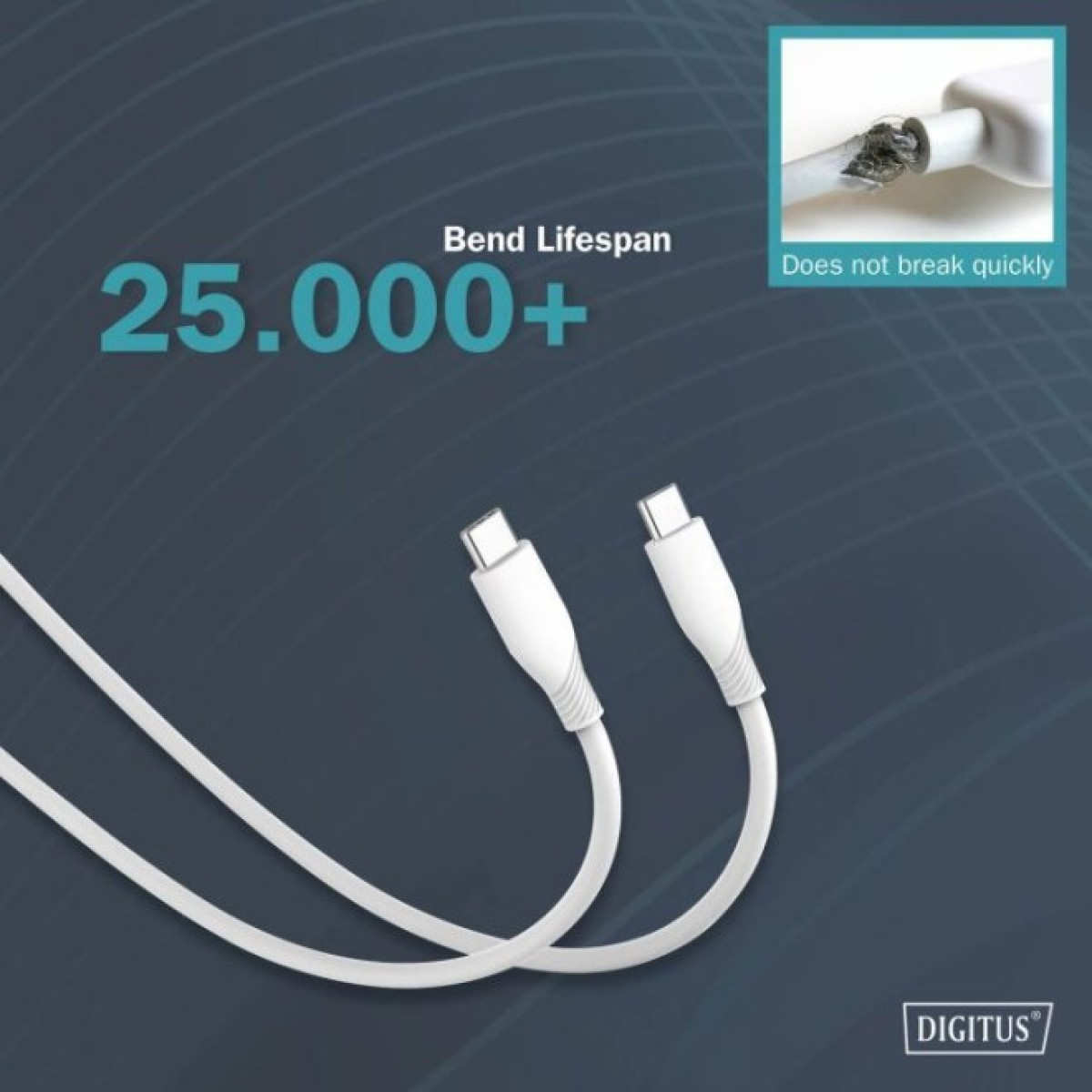 Дата кабель USB-C to USB-C 2.0m USB 2.0 60W silicone white Digitus (AK-300341-020-W) 98_98.jpg - фото 5