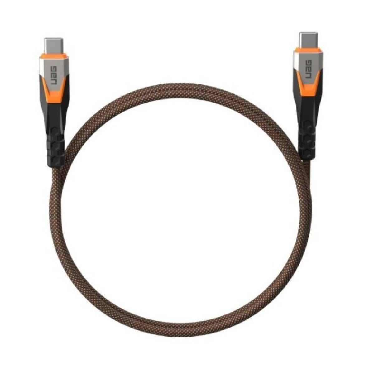 Дата кабель USB-C to USB-C 0.75m v3.2 240W Rugged double braided nylon black+orange UAG (9B4415114097) 98_98.jpg - фото 5