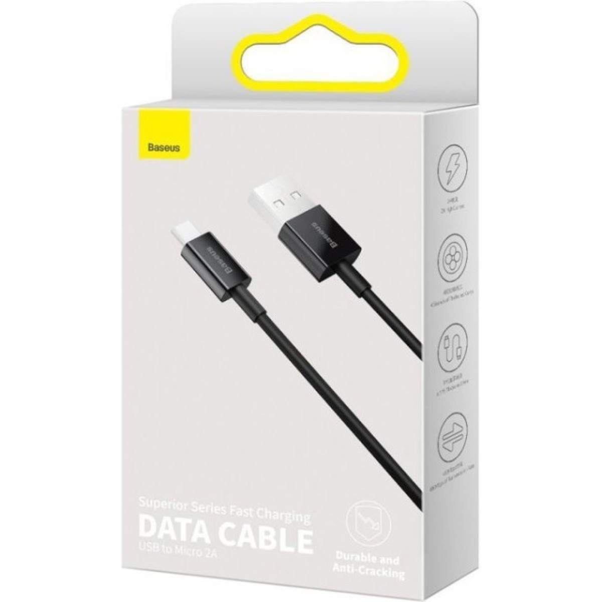 Дата кабель USB 2.0 AM to Micro 5P 2.0m Superior Fast Charging 2A black Baseus (CAMYS-A01) 98_98.jpg - фото 4