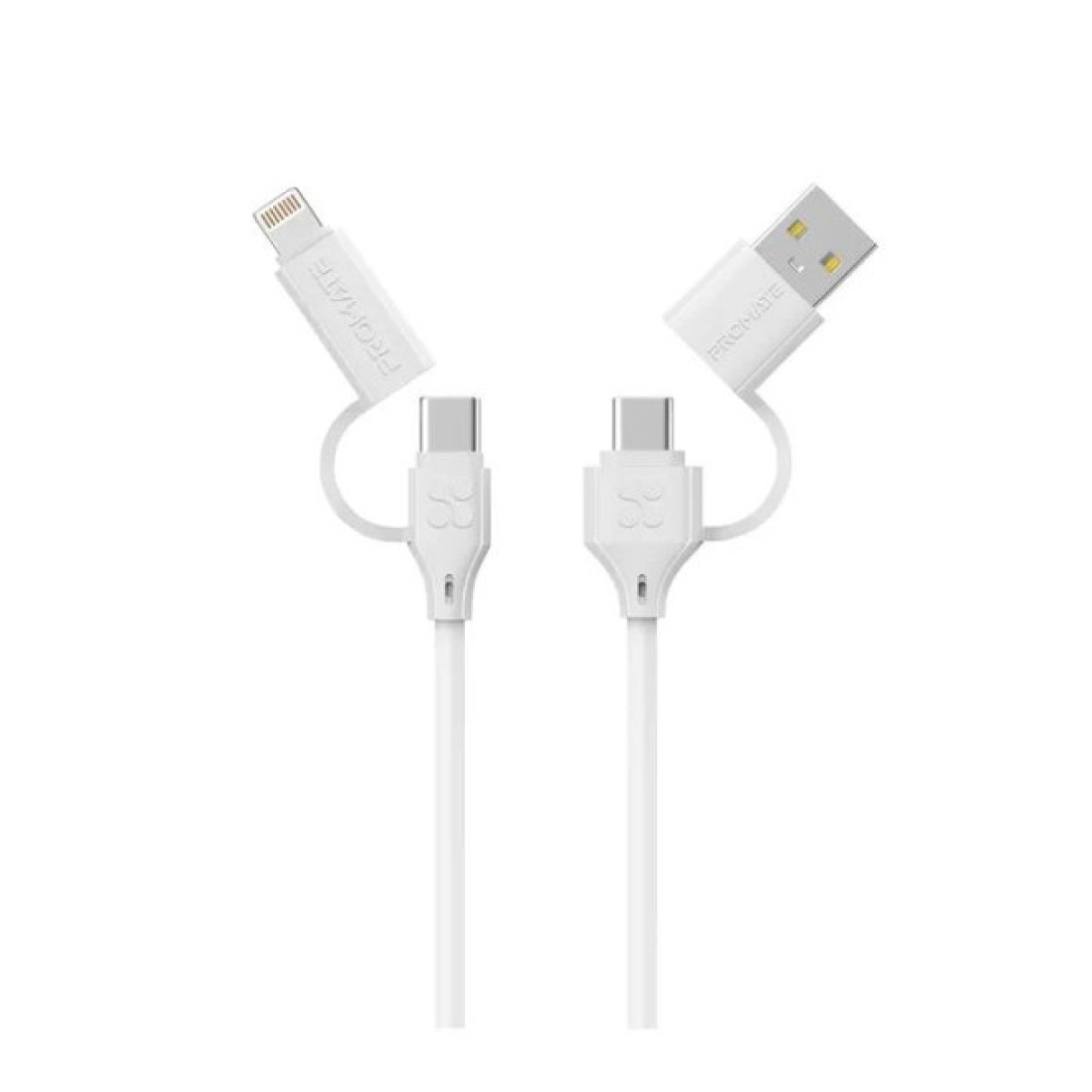 Дата кабель USB-C + USB 2.0 AM to USB-C + Lightning 1.2m 60W quadcord-pd60 white Promate (quadcord-pd60.white) 256_256.jpg