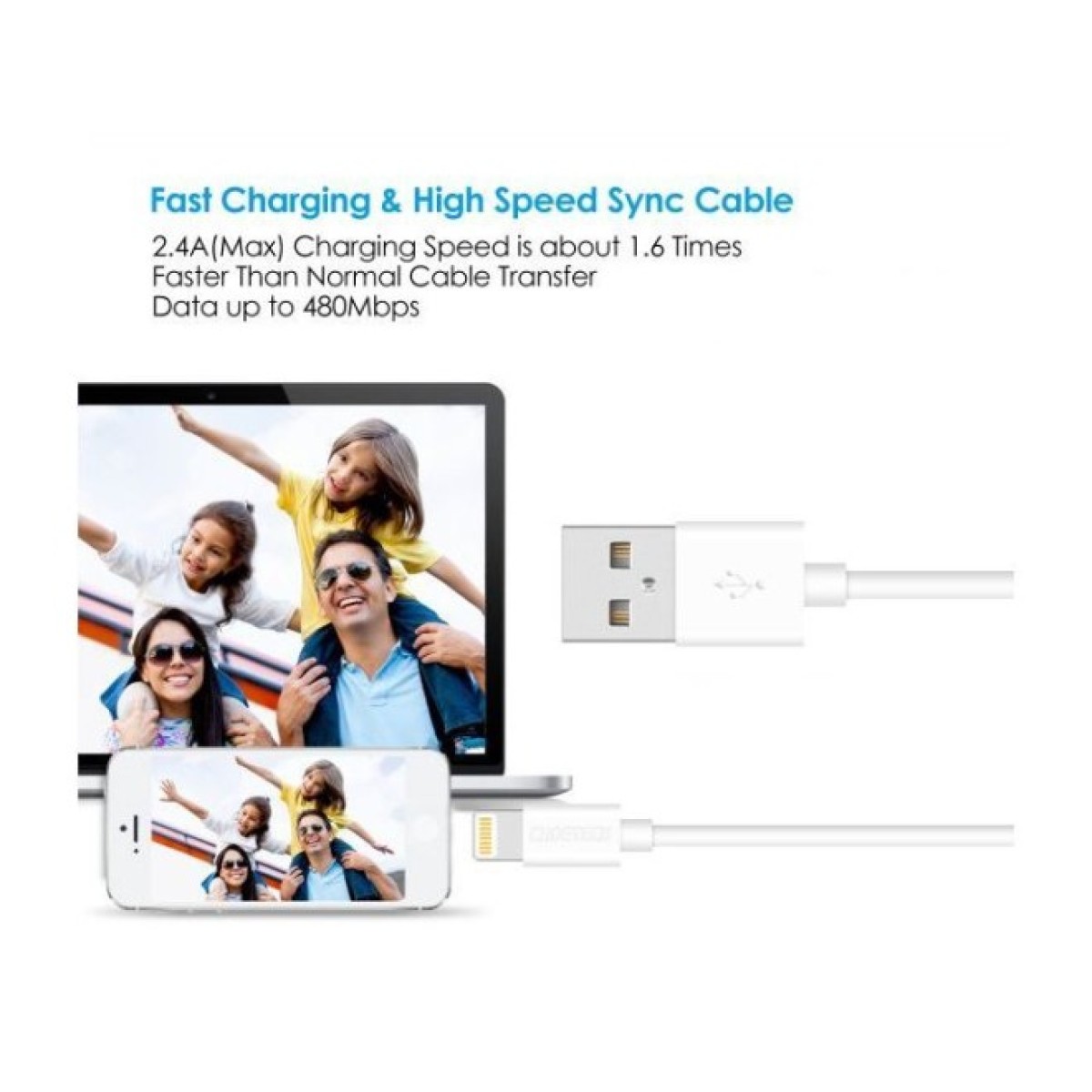 Дата кабель USB 2.0 AM to Lightning 1.8m 2.1A MFI White Choetech (IP0027-WH) 98_98.jpg - фото 7