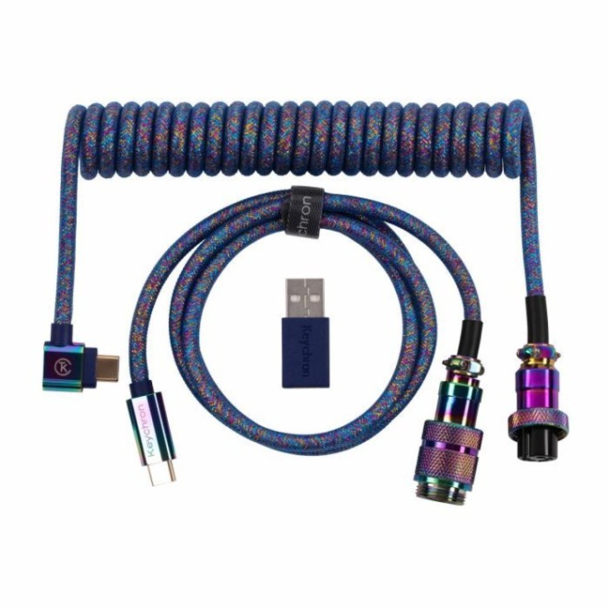 Дата кабель USB-C + USB A to USB-C 1.08m Premium Coiled Aviator blue Keychron (CAB8_KEYCHRON) 256_256.jpg