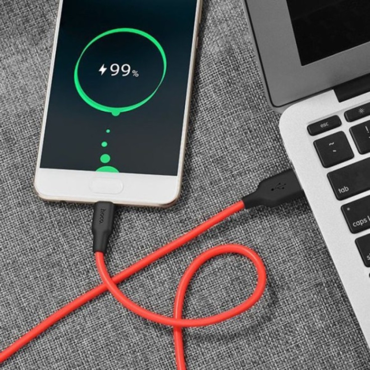 Дата кабель USB 2.0 AM to USB-C 1.0m 2A silicone X21 black+red HOCO (6957531071419) 98_98.jpg - фото 4