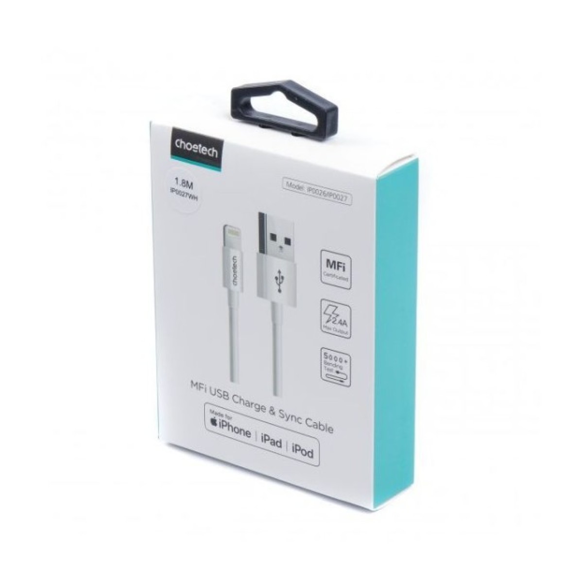 Дата кабель USB 2.0 AM to Lightning 1.8m 2.1A MFI White Choetech (IP0027-WH) 98_98.jpg - фото 8
