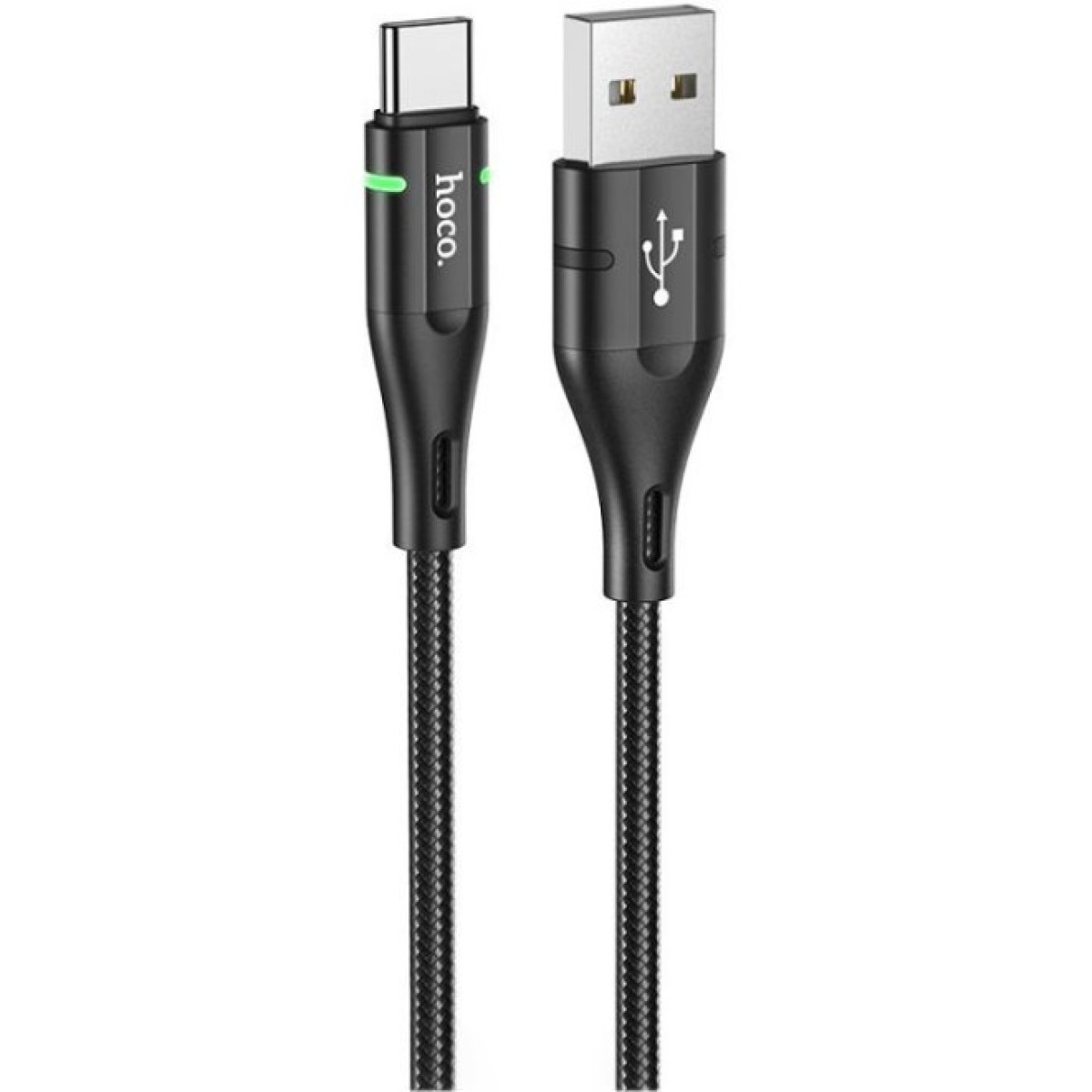 Дата кабель USB 2.0 AM to USB-C 1.2m 3A nylon aluminum with light indicator U93 black HOCO (6931474732170) 256_256.jpg