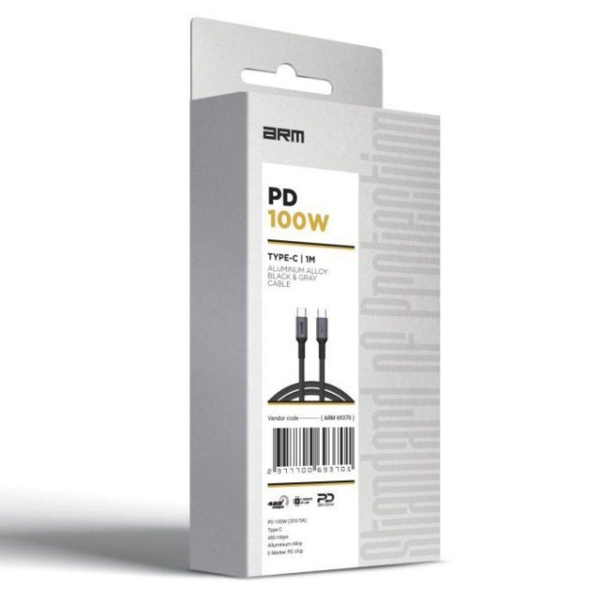 Дата кабель USB-C to USB-C 1.0m PD 100W black-grey Armorstandart (ARM69370) 98_98.jpg - фото 4