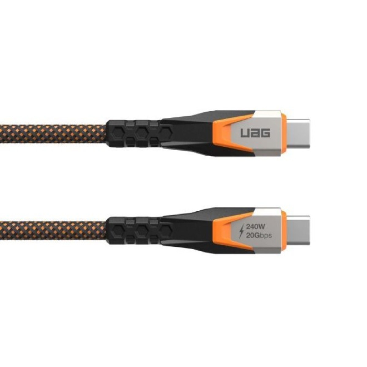 Дата кабель USB-C to USB-C 0.75m v3.2 240W Rugged double braided nylon black+orange UAG (9B4415114097) 98_98.jpg - фото 9