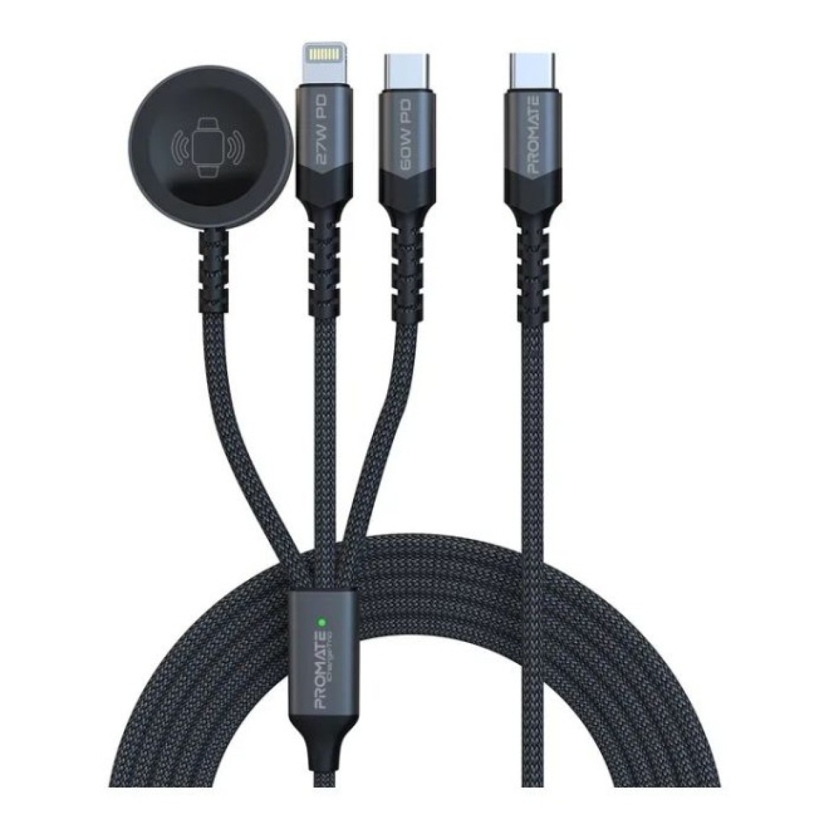 Дата кабель USB-C to Lightning 27W + USB-C 60W + Apple Watch 2.5W 1.5m icharge trio black Promate (icharge-trio.black) 256_256.jpg