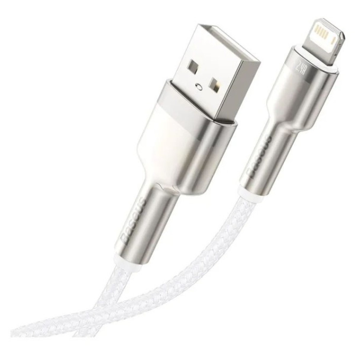 Дата кабель USB 2.0 AM to Lightning 1.0m Cafule Series Metal 2.4A White Baseus (CALJK-A02) 98_98.jpg - фото 7