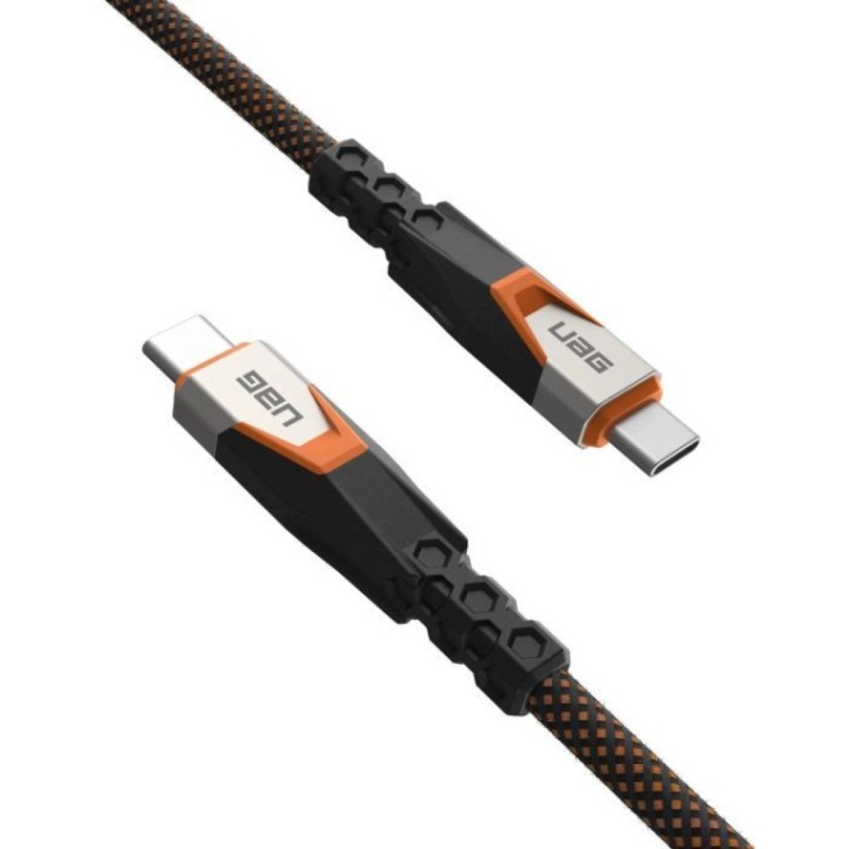 Дата кабель USB-C to USB-C 0.75m v3.2 240W Rugged double braided nylon black+orange UAG (9B4415114097) 98_98.jpg - фото 10