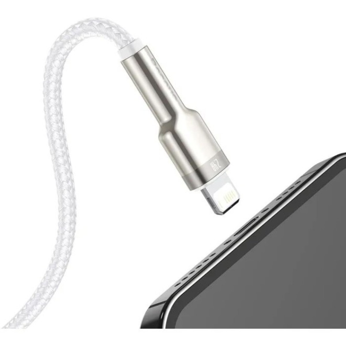 Дата кабель USB 2.0 AM to Lightning 1.0m Cafule Series Metal 2.4A White Baseus (CALJK-A02) 98_98.jpg - фото 8