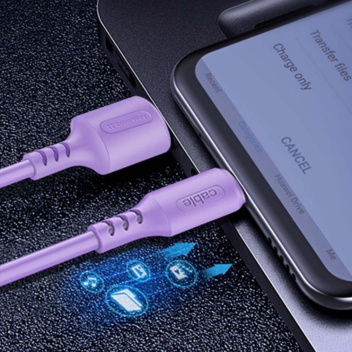Дата кабель USB 2.0 AM to Micro 5P 1.0m soft silicone violet ColorWay (CW-CBUM044-PU) 98_98.jpg - фото 5