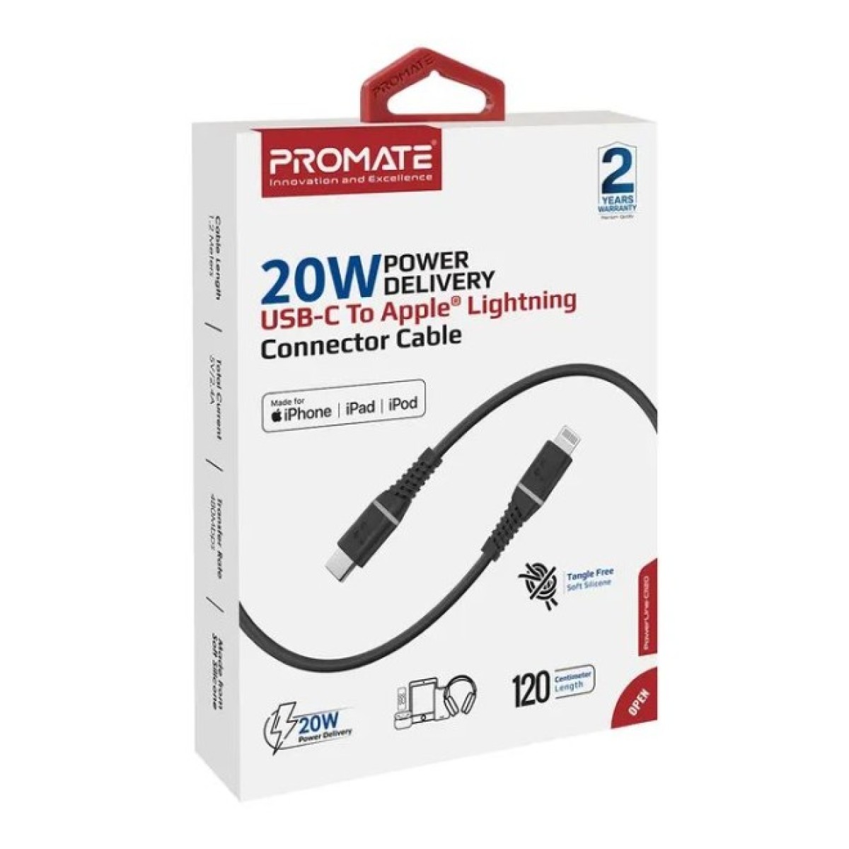 Дата кабель USB-C to Lightning powerline-ci120.black Promate (powerline-ci120.black) 98_98.jpg - фото 5