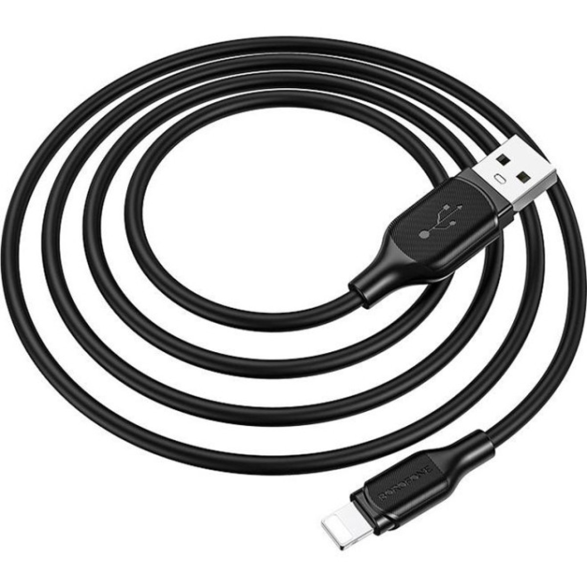 Дата кабель USB 2.0 AM to Lightning 1.0m 2.4A silicone BX42 black BOROFONE (6931474736727) 98_98.jpg - фото 2