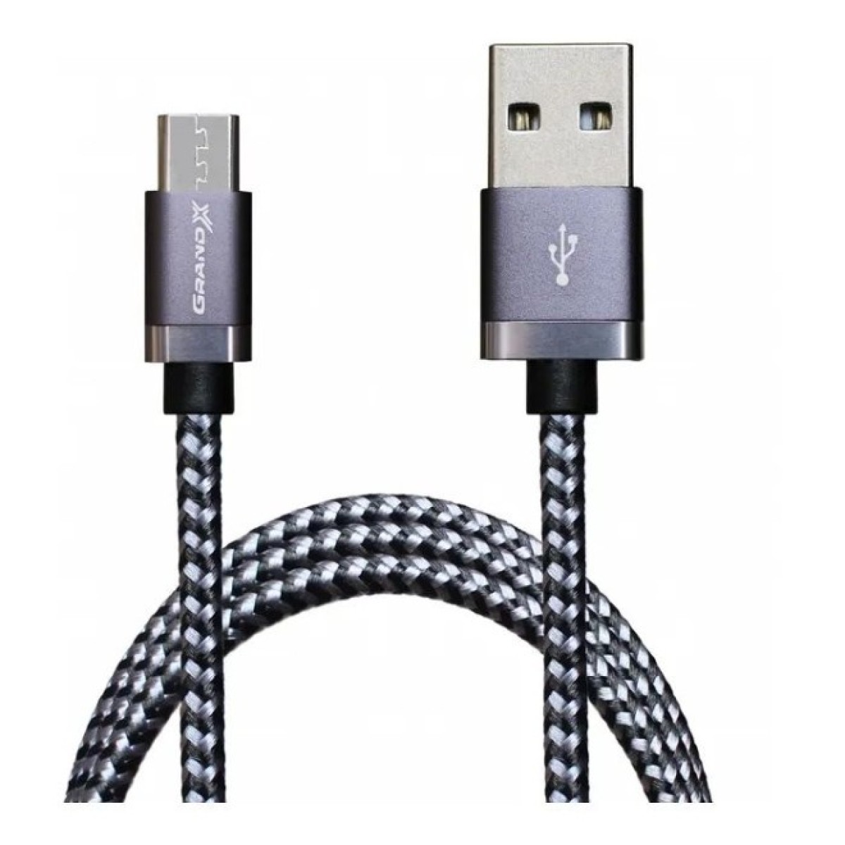 Дата кабель USB 2.0 AM to Micro 5P 1.0m 3A silver black Grand-X (FM07SB) 256_256.jpg