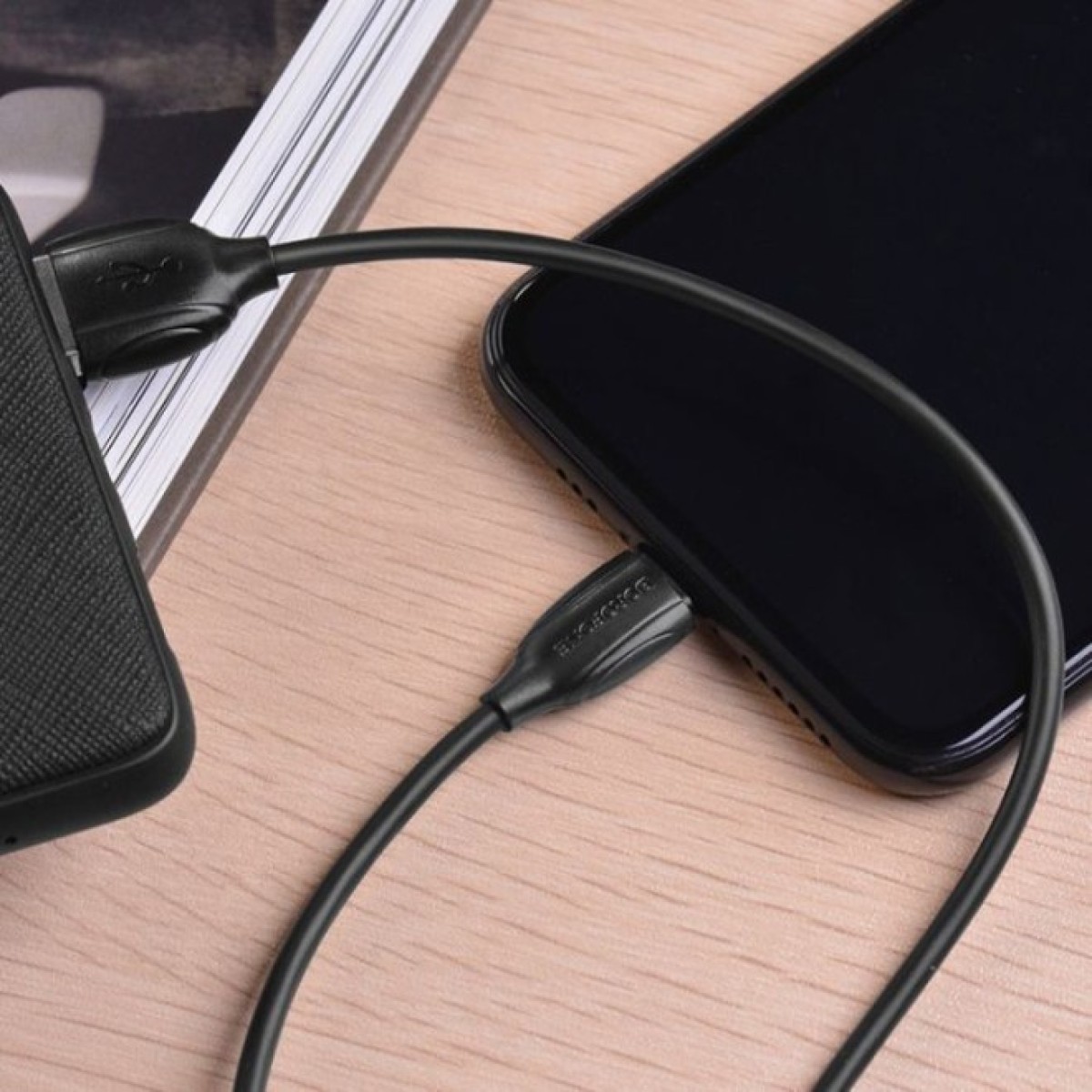 Дата кабель USB 2.0 AM to Lightning 1.0m BX19 Benefit 3A Black BOROFONE (BX19LB) 98_98.jpg - фото 3