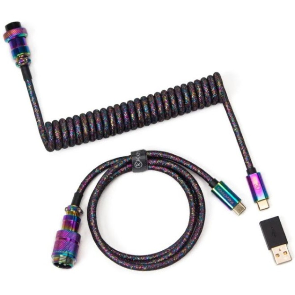 Дата кабель USB 2.0 AM to USB-C 1.08m Premium Coiled Aviator Straight rainbow plated black Keychron (CAB5_KEYCHRON) 256_256.jpg