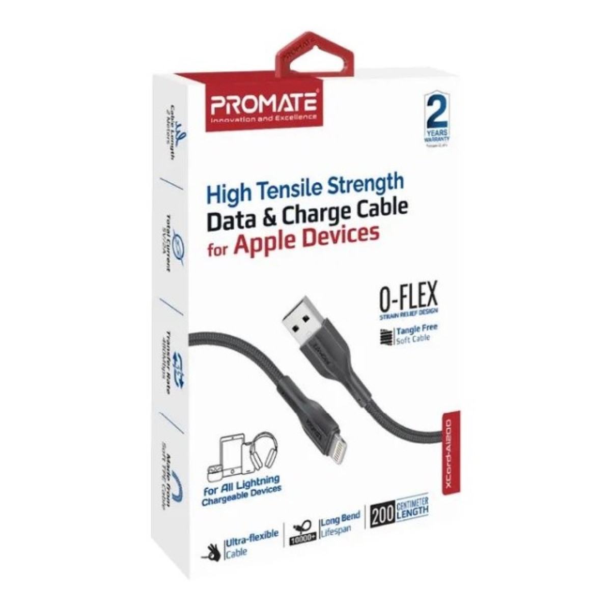 Дата кабель USB 2.0 AM to Lightning 2.0m 2A xCord-Ai200 black Promate (xcord-ai200.black) 98_98.jpg - фото 5