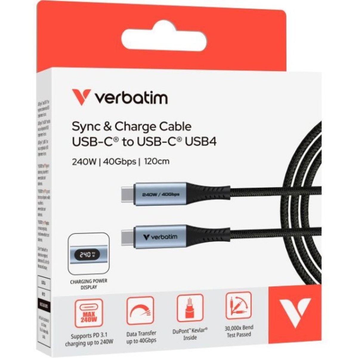 Дата кабель USB-C to USB-C 1.2m with display 240W black Verbatim (31849) 98_98.jpg - фото 6