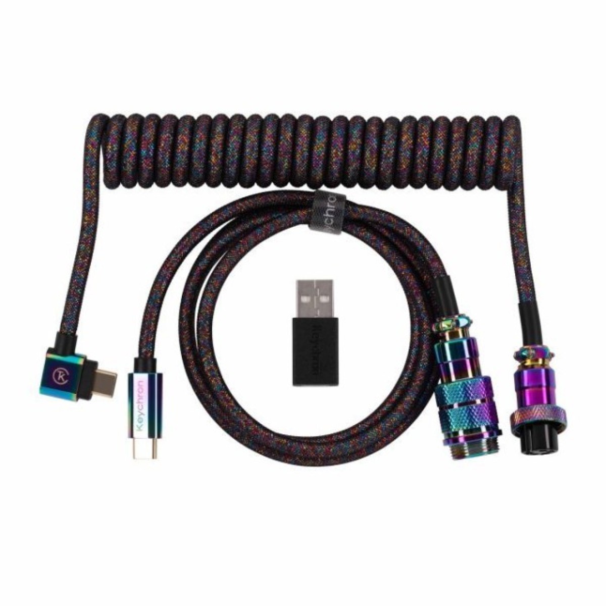 Дата кабель USB-C + USB A to USB-C 1.08m Premium Coiled Aviator black Keychron (CAB7_KEYCHRON) 256_256.jpg