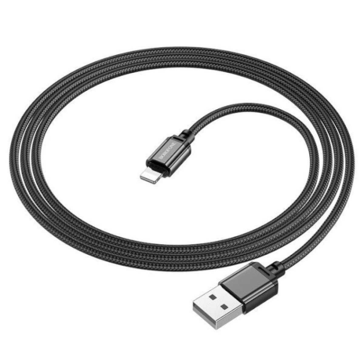 Дата кабель USB 2.0 AM to Lightning 1.0m 2.4A nylon BX87 black BOROFONE (6974443389005) 98_98.jpg - фото 3