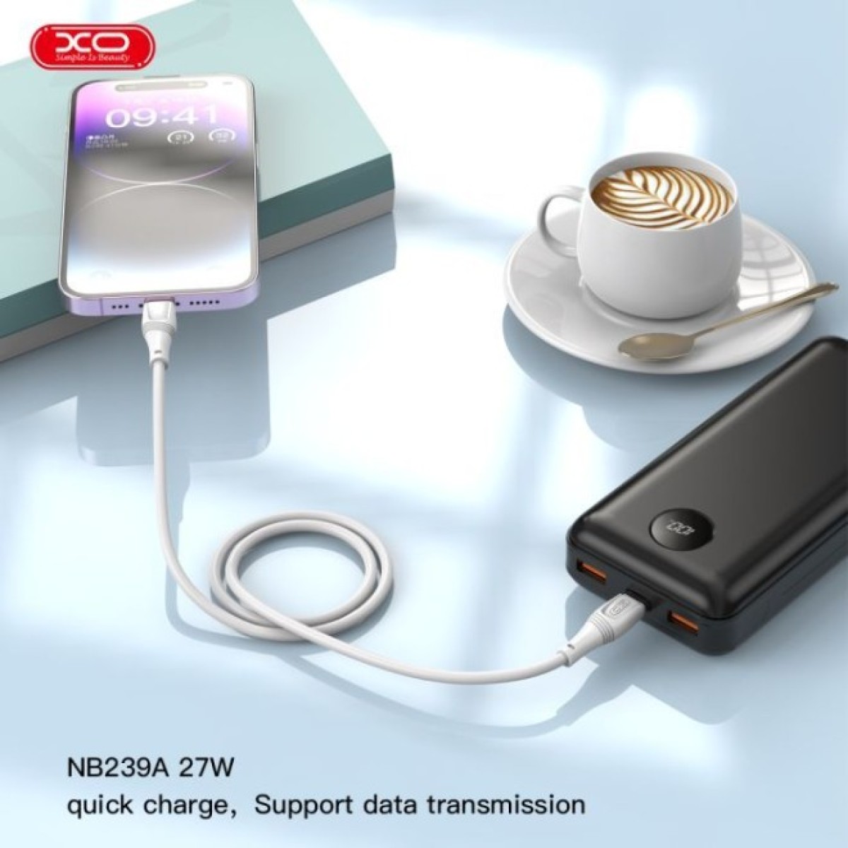 Дата кабель USB-C to Lightning 1.0m 27W High Elastic Zeus XO (NBQ239A_White) 98_98.jpg - фото 4