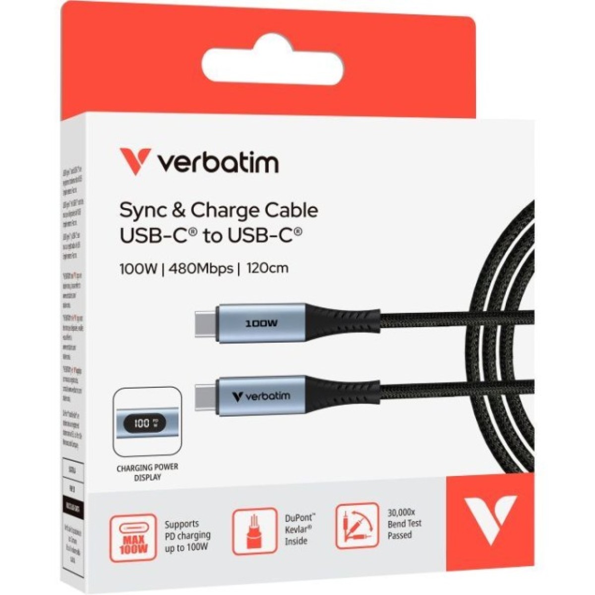 Дата кабель USB-C to USB-C 1.2m with display 100W black Verbatim (31848) 98_98.jpg - фото 6