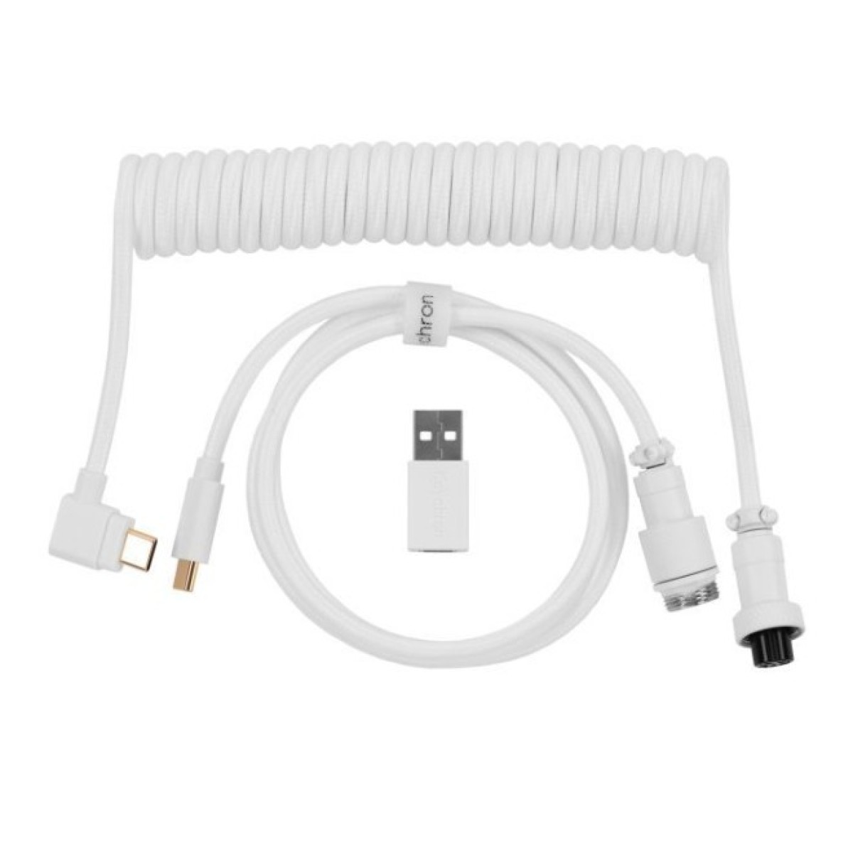 Дата кабель USB-C + USB A to USB-C 1.36m Coiled Angled Aviator white Keychron (CAB9_KEYCHRON) 256_256.jpg