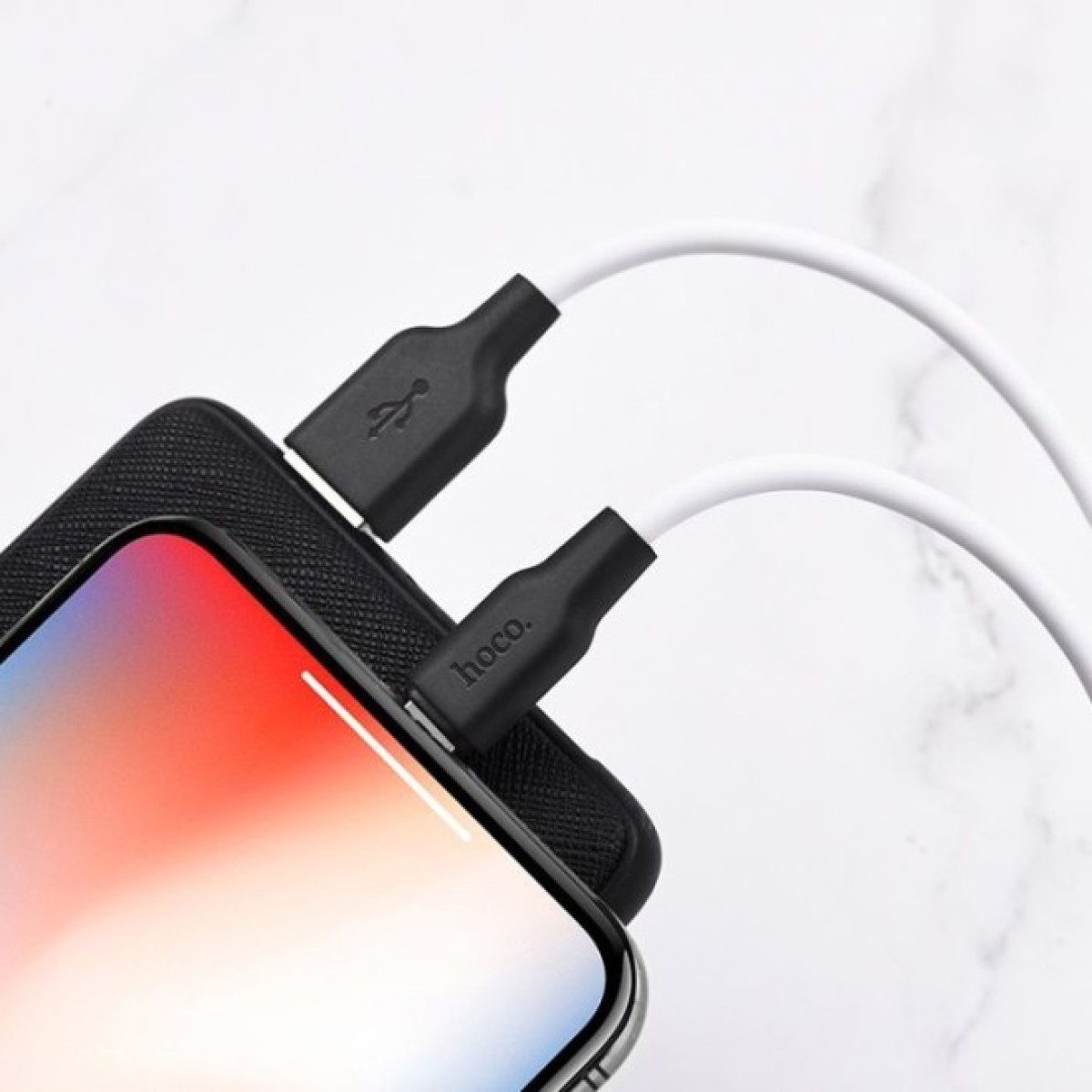 Дата кабель USB 2.0 AM to Lightning 2.0m 2.4A silicone X21 black+white HOCO (6931474713780) 98_98.jpg - фото 2
