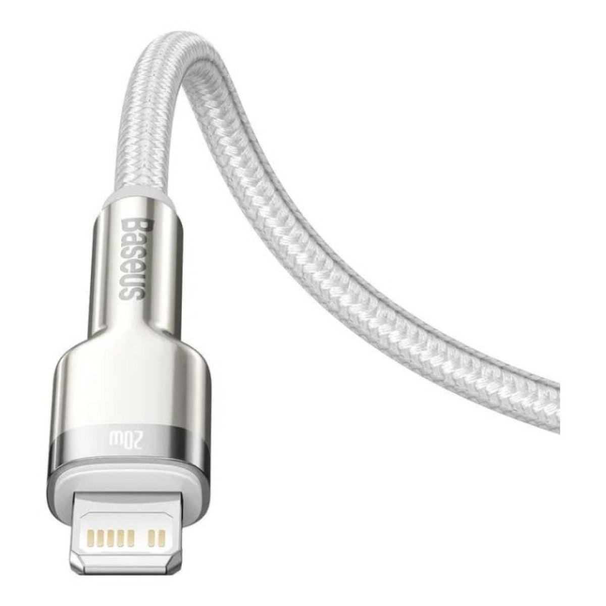 Дата кабель USB-C to Lightning 2.0m Cafule Metal PD 20W white Baseus (CATLJK-B02) 98_98.jpg - фото 2