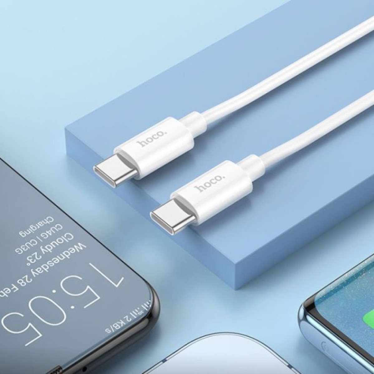 Дата кабель USB-C to USB-C 1.0m Magic silicone PD 60W X87 white HOCO (6931474783264) 98_98.jpg - фото 3