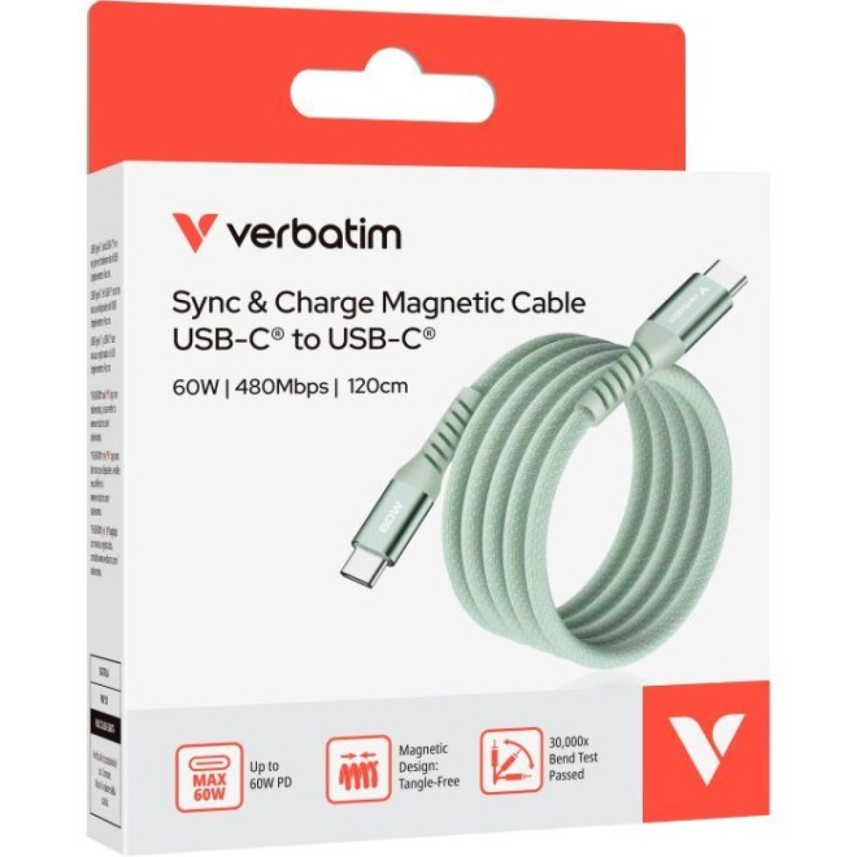 Дата кабель USB-C to USB-C 1.2m Magnetic 60W green Verbatim (31864) 98_98.jpg - фото 4