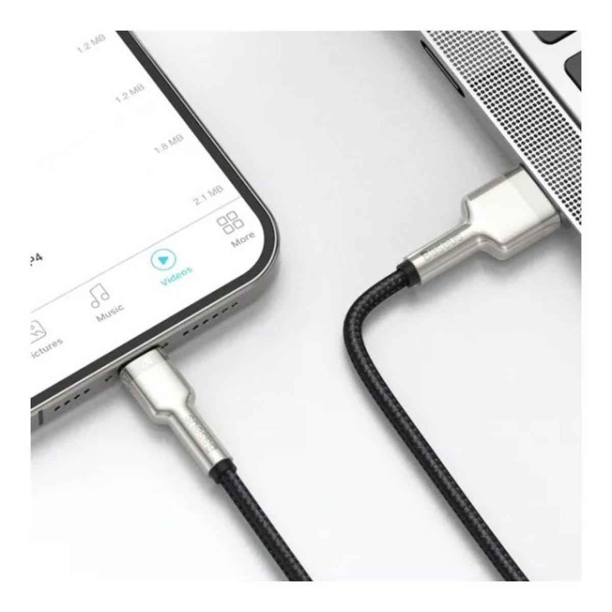 Дата кабель USB 2.0 AM to Lightning 1.0m Cafule Metal 2.4A black Baseus (CALJK-A01) 98_98.jpg - фото 3